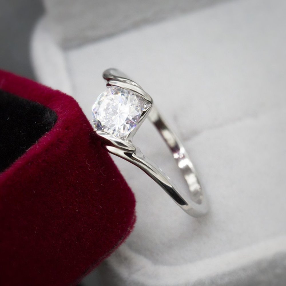 💥 Refine Pure Gemstone CZ Twisted Engagement Rings for Women, EVGG1269